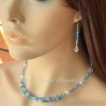Swarovski Crystal AB and Aquamarine Cluster Jewellery Set Side View